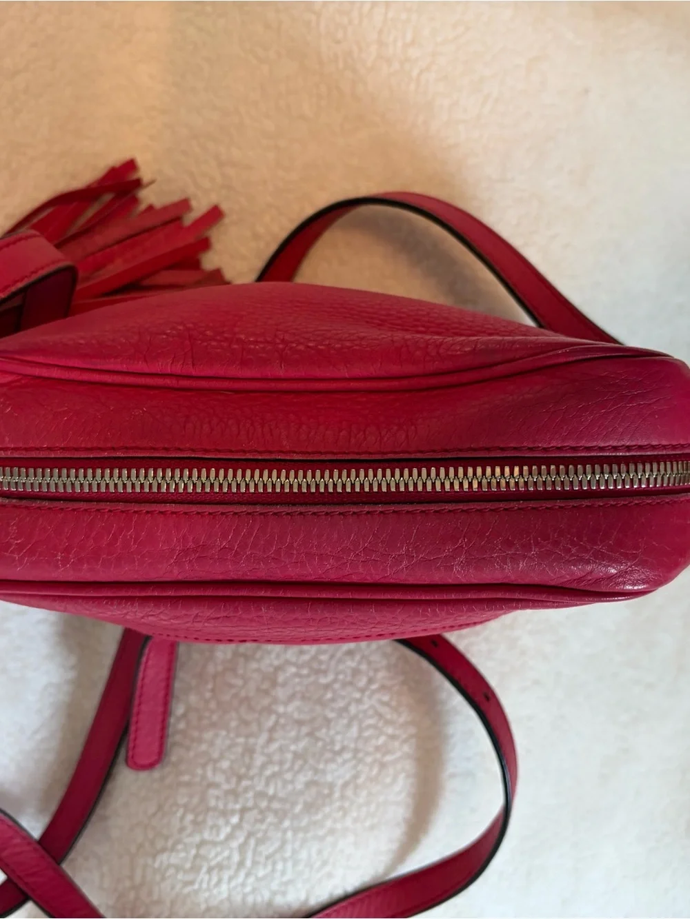 Gucci Soho Disco Bag in Fuchsia Leather with Tassel